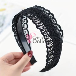 Bentita deosebita pentru par din Dantela lata BTP087SS Neagra